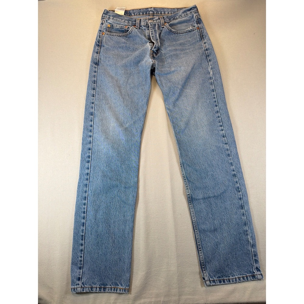 Levis 505 Regular Fit Jeans Mens 32x34 Medium Wash Blue Straight Leg Denim